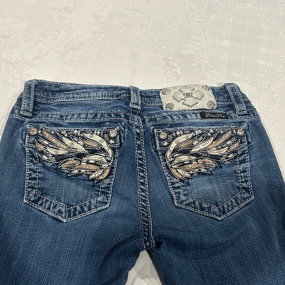 Miss Me Blue Boot Cut Jeans with Embellished Pocket - Picture 7 of 7